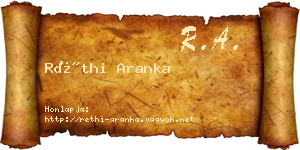 Réthi Aranka névjegykártya