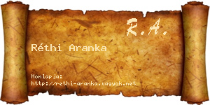 Réthi Aranka névjegykártya